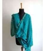 turquiose wave print chanderi silk shibori work dupatta
