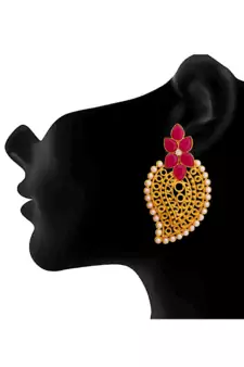 Gold pearl danglers-drops