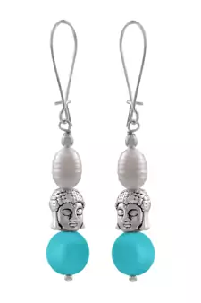Silver pearl danglers-drops