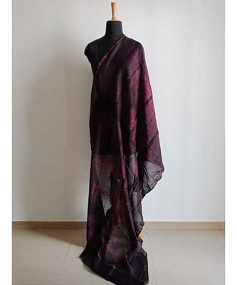 Black pink leaf chanderi silk shibori work dupatta 2
