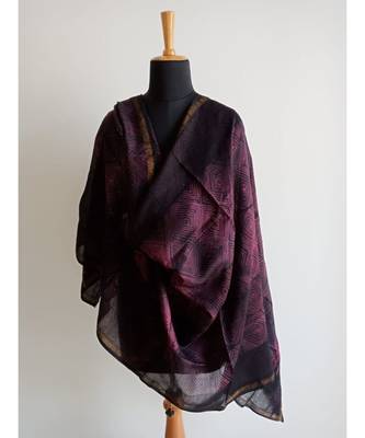 Black pink leaf chanderi silk shibori work dupatta 3
