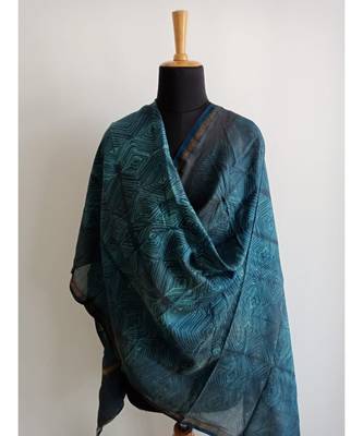 Light blue square print chanderi silk shibori work dupatta 1