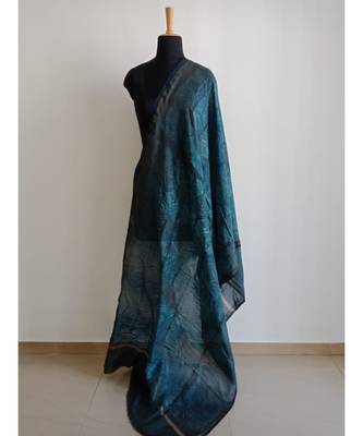 Light blue square print chanderi silk shibori work dupatta 2