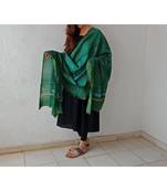 Dark green geometric chanderi silk shibori work dupatta