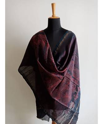 Black orange square chanderi silk shibori work dupatta 2