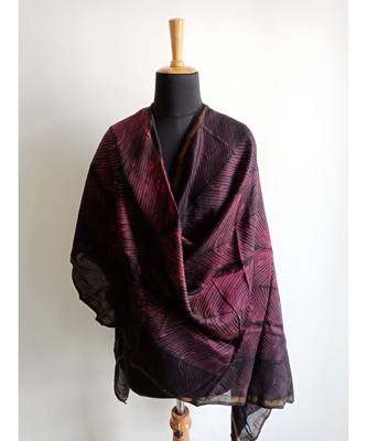 Black orange square chanderi silk shibori work dupatta 3