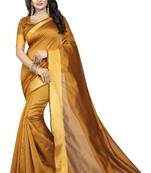 Yellow woven cotton saree with blouse