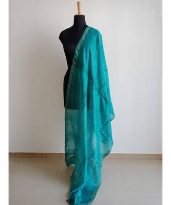 Turquoise mulberry silk dupatta 1