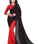 Red Printed Georgette Saree With Blouse