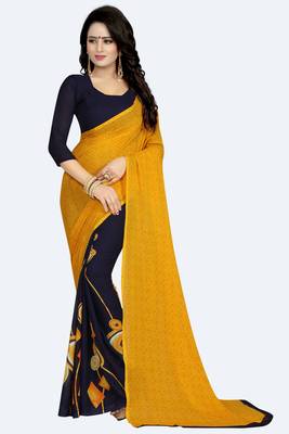 multicolor printed Georgette saree with blouse 1