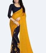 multicolor printed Georgette saree with blouse