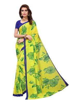 Multicolor Printed Georgette Saree With Blouse 1