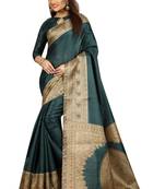 Green Printed Art Silk Saree With Blouse