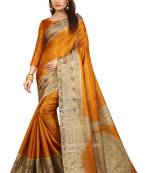 Mustard Printed Art Silk Saree With Blouse