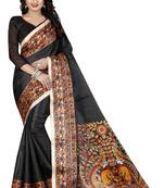 Black Printed Art Silk Saree With Blouse