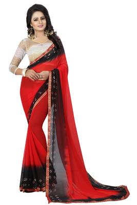 Multicolor Printed Chiffon Saree With Blouse 1