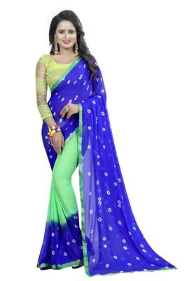Multicolor Printed Chiffon Saree With Blouse 1