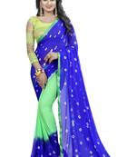 Multicolor Printed Chiffon Saree With Blouse