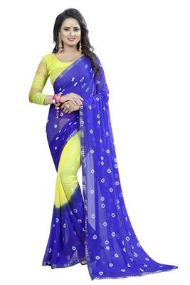 Multicolor Printed Chiffon Saree With Blouse 1