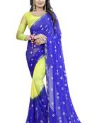 Multicolor Printed Chiffon Saree With Blouse