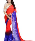 Multicolor Printed Chiffon Saree With Blouse