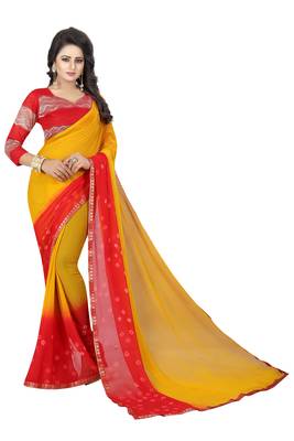Multicolor Printed Chiffon Saree With Blouse 1