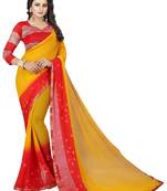 Multicolor Printed Chiffon Saree With Blouse
