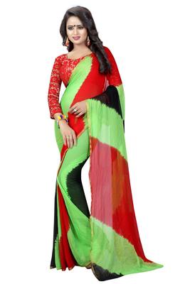 Multicolor Printed Chiffon Saree With Blouse 1