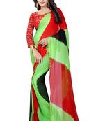 Multicolor Printed Chiffon Saree With Blouse