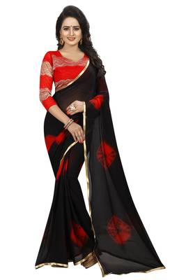 Multicolor Printed Chiffon Saree With Blouse 1