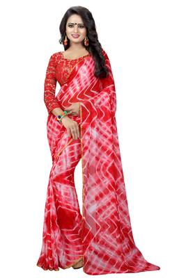 multicolor printed Chiffon saree with blouse 1