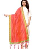 Pink Poly Silk Printed Womens Dupatta