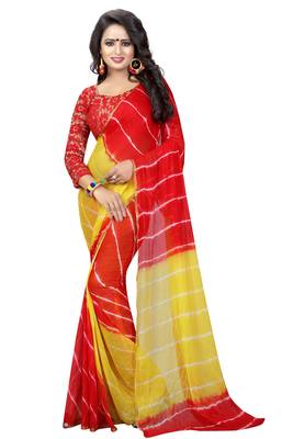 Multicolor Printed Chiffon Saree With Blouse 1