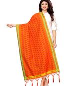 Orange Poly Silk Printed Womens Dupatta