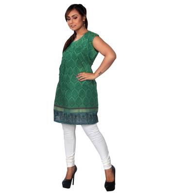 Green woven chanderi ethnic-kurtis 2