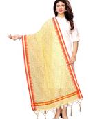 Beige Cotton Silk Printed Womens Dupatta