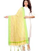 Beige Cotton Silk Printed Womens Dupatta