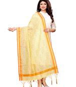 Beige Cotton Silk Printed Womens Dupatta