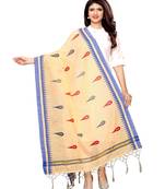 Beige Cotton Silk Printed Womens Dupatta