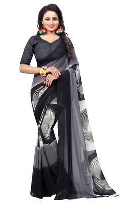 Multicolor Printed Georgette Saree With Blouse 1