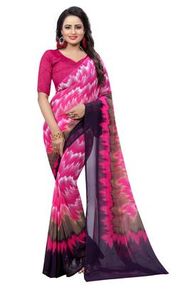 Multicolor Printed Georgette Saree With Blouse 1
