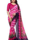 Multicolor Printed Georgette Saree With Blouse