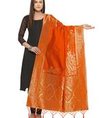 Orange Poly Silk Woven Womens Dupatta