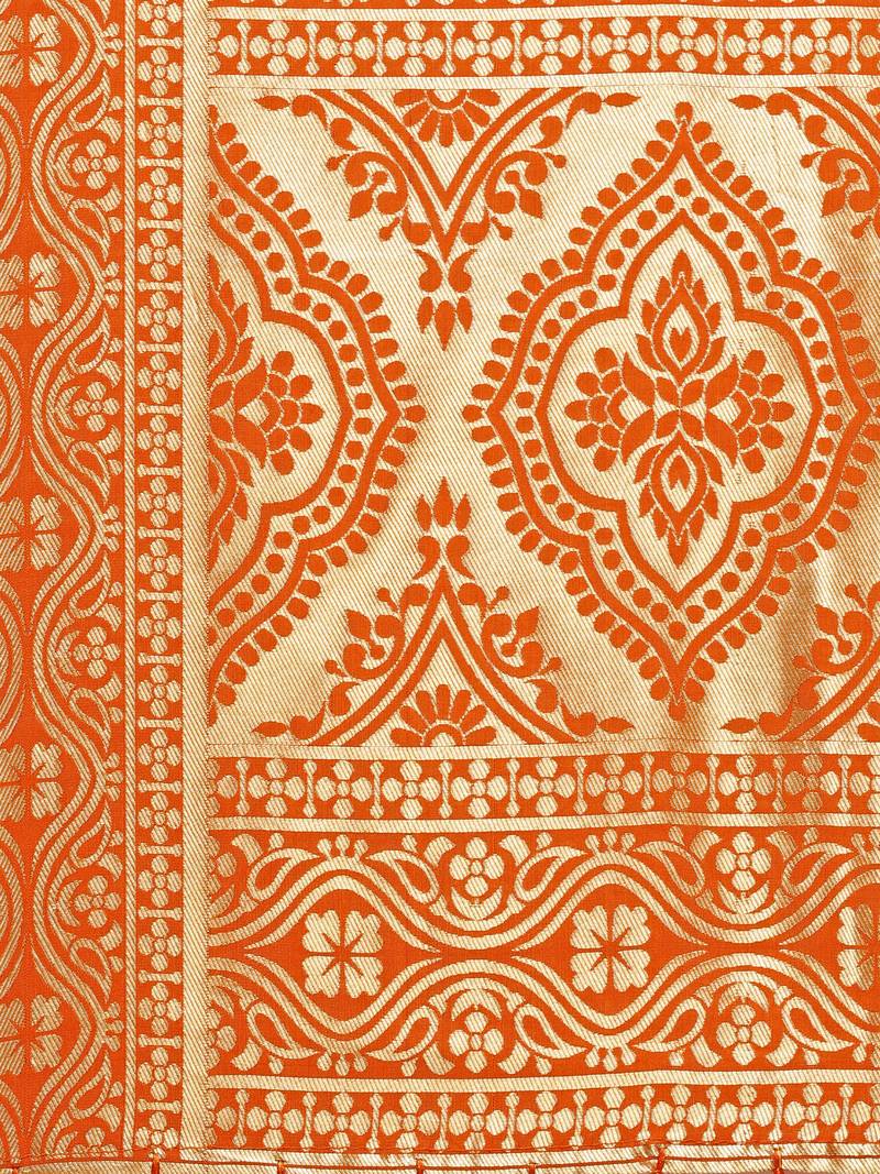 Orange Poly Silk Woven Womens Dupatta