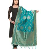 Green Poly Silk Woven Womens Dupatta