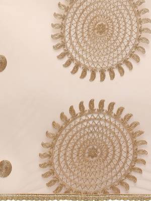 Beige Net Embroidered Womens Dupatta 4