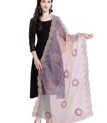 Brown Organza Embroidered Womens Dupatta