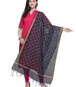 Navy Blue Cotton Silk Printed Womens Dupatta