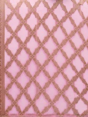 Pink Chiffon Woven Womens Dupatta 4