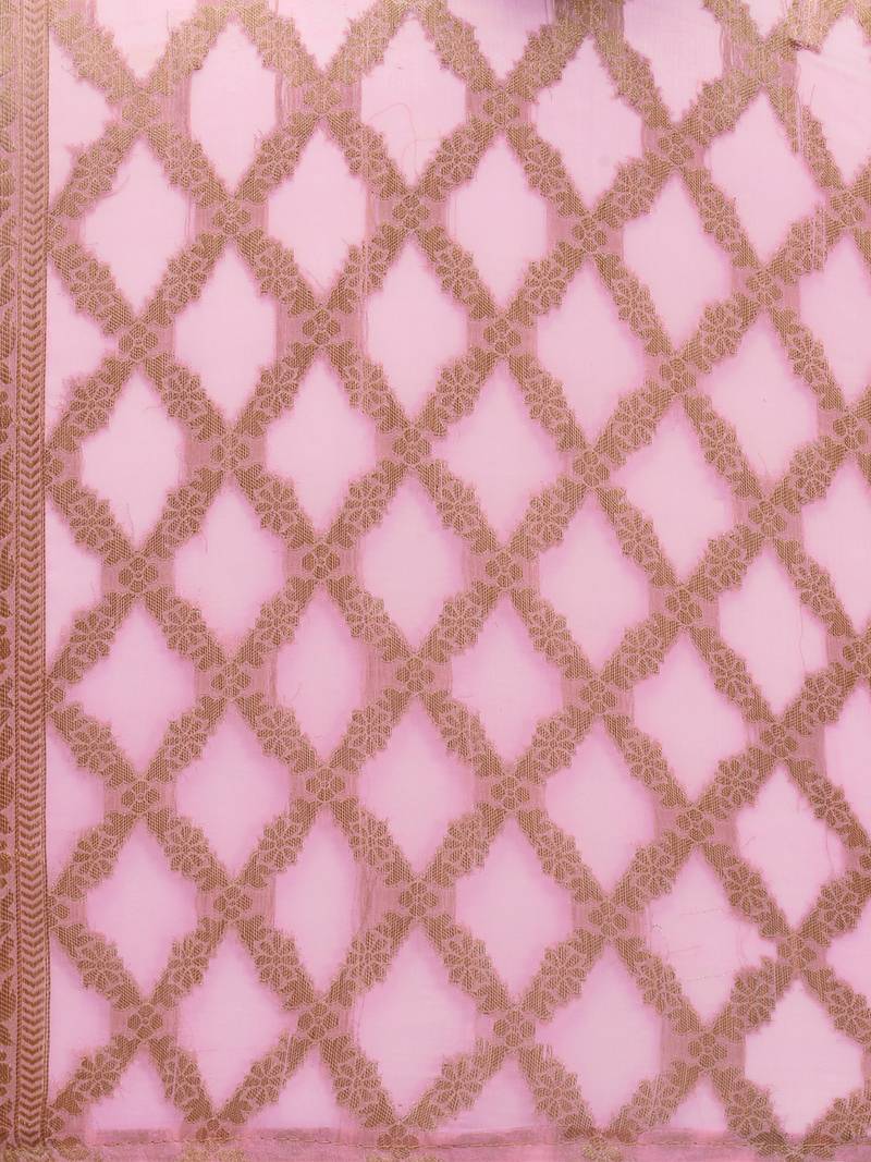 Pink Chiffon Woven Womens Dupatta
